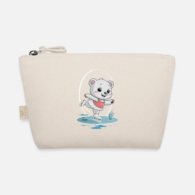 Niedlicher Eisbär Auf Schlittschuhen - Bio-Täschchen - Natur