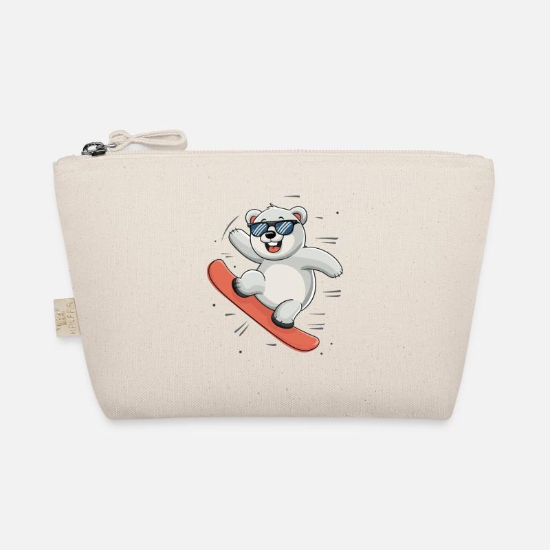 Cool Polar Bear Snowboarding Adventure Organic Pouch