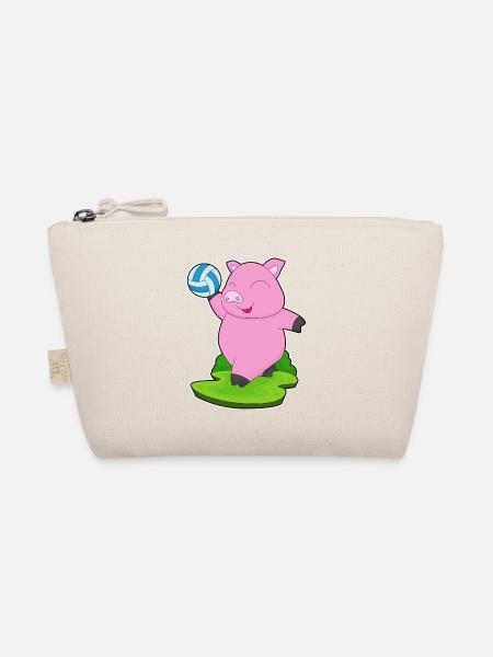 Schwein Volleyballspieler Volleyball - Bio-Täschchen - Natur