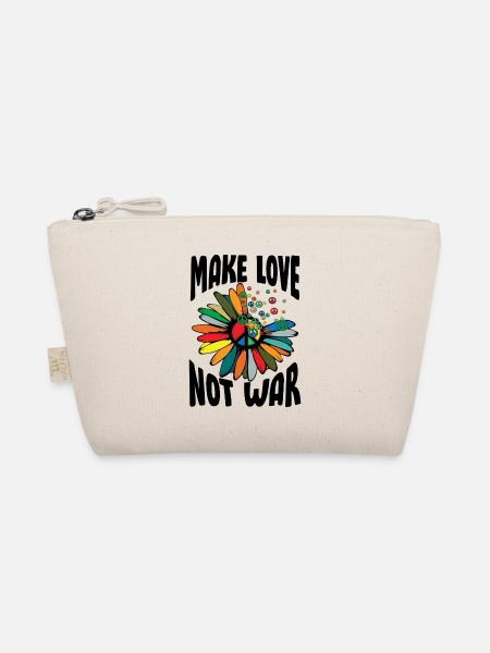 Make Love Not War Flower Power Hippie - Organic Pouch - nature - Front