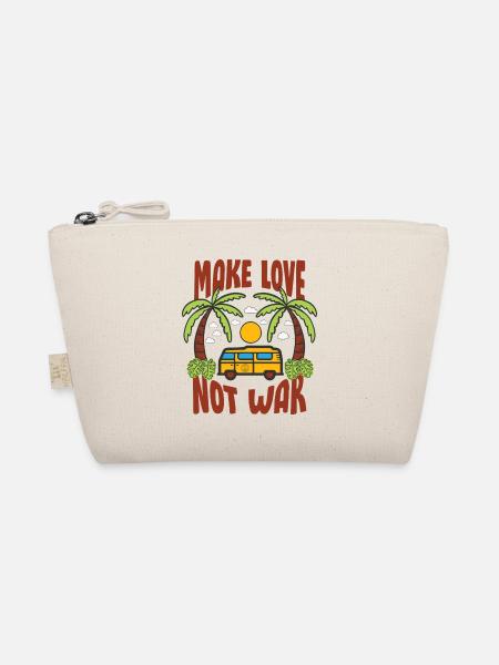 Make Love Not War Flower Power Hippie - Organic Pouch - nature - Front