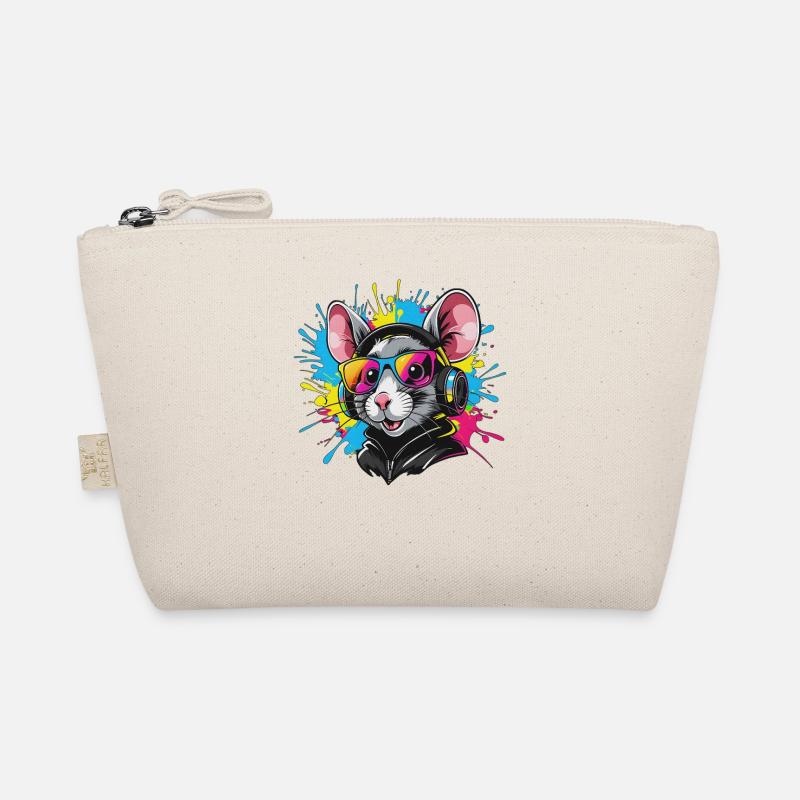 Ratte mit Kopfhörer Bio-Täschchen