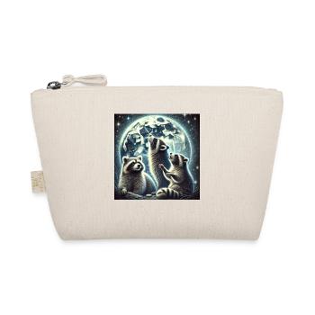 Three Raccoons Howl to the Moon Fantasy Art - Organic Pouch - nature - Front