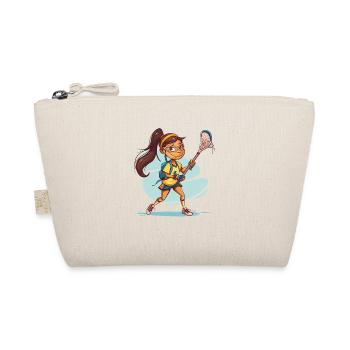 Cartoon Lacrosse Mädchen - Bio-Täschchen - Natur - Vorne