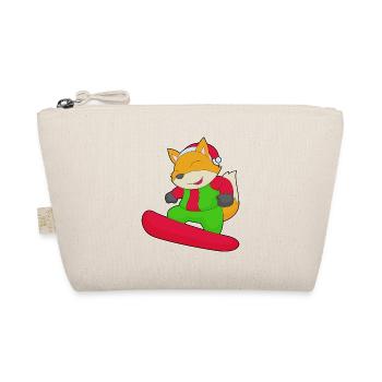 Fuchs Weihnachten Snowboard - Bio-Täschchen - Natur - Vorne