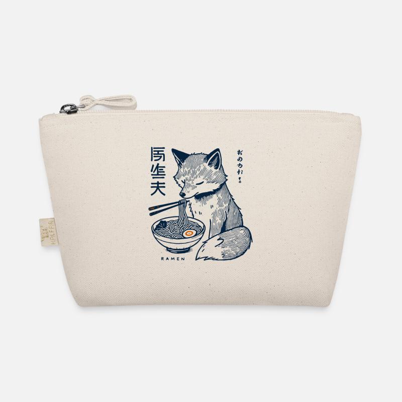 Kitsune Ramen Nudeln Kawaii Retro Ukiyo-e Fuchs - Bio-Täschchen - Natur