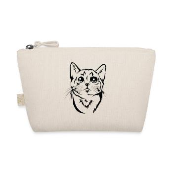 Cute Cat Portrait - Animal Lover Design - Organic Pouch - nature - Front