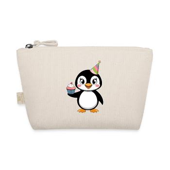 Pingouin d’anniversaire mignon avec chapeau de fête - Trousse biologique - nature - Devant