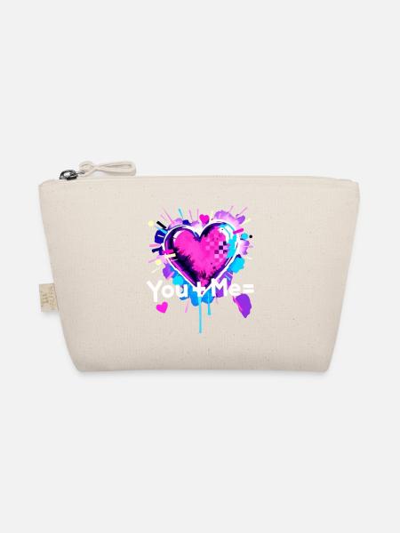 Toi + Moi = cœur Tu Plus Moi égale Amour - Trousse biologique - nature - Devant