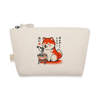 Shiba Dog Loves Ramen Noodles Retro Ukiyo-E - Organic Pouch - nature - Front