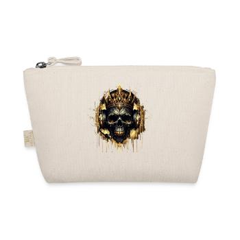 Golden Gaming Skull with Crown and Headset - Organic Pouch - nature - Front