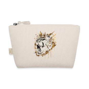 Gamer Skull with Crown Headset Golden - Organic Pouch - nature - Front