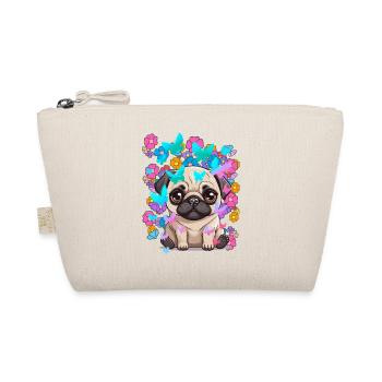 Hund Hunde Mops Frühling Blumen Schmetterlinge - Bio-Täschchen - Natur - Vorne