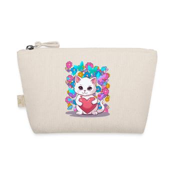 Chat Printemps Fleurs Coeur Enfants Bébé Chaton - Trousse biologique - nature - Devant