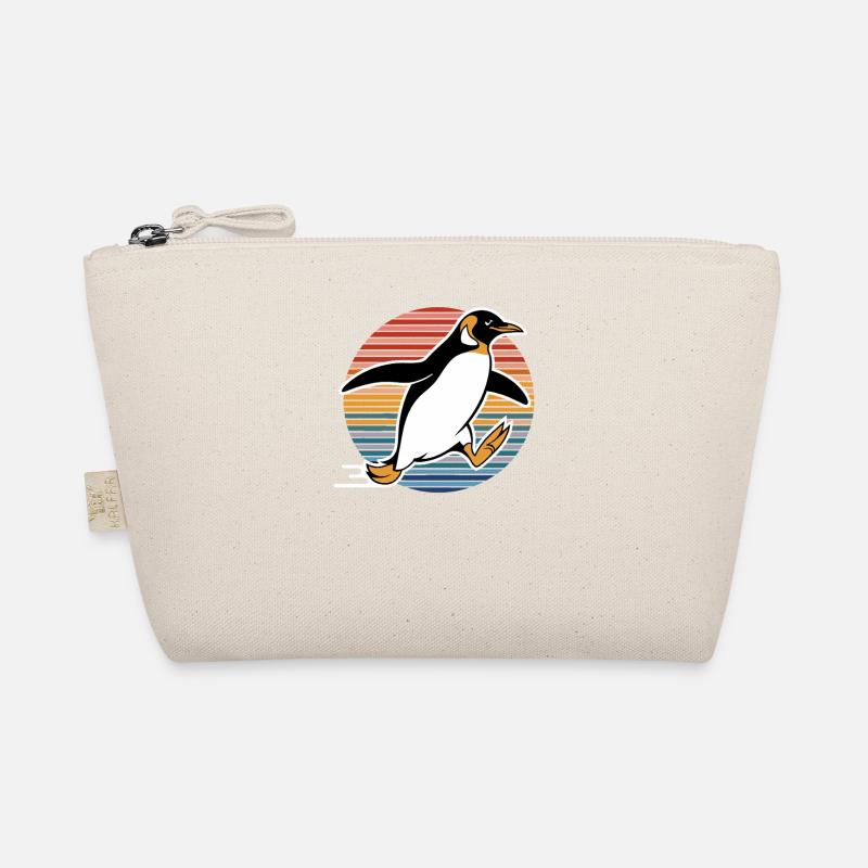 Fast penguin in retro style Organic Pouch