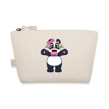 Panda Haarschleife - Bio-Täschchen - Natur - Vorne