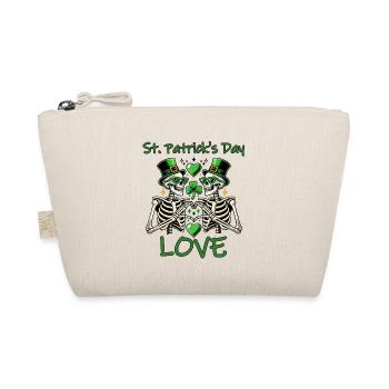 St. Patrick's Day Love - Skeleton Hearts Design - Organic Pouch - nature - Front
