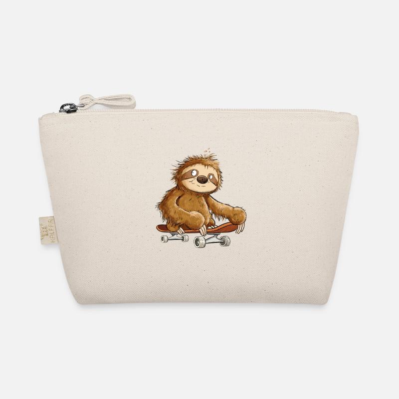 Sloth With Skateboard Cartoon Organic Pouch
