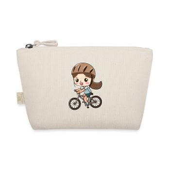 Female Cyclist Cartoon Style - Organic Pouch - nature - Front
