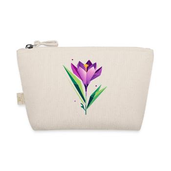 Crocus au design polygonal - tons violets et verts - Trousse biologique - nature - Devant