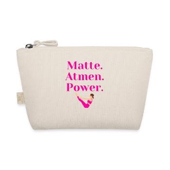 Matte. Atmen. Power – Pilates Geschenk - Bio-Täschchen - Natur - Vorne