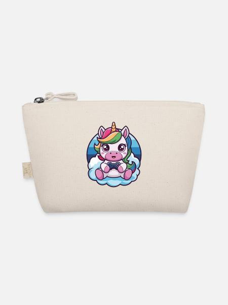 süßes Einhorn Gamer Unicorn mit Controller Gaming - Bio-Täschchen - Natur