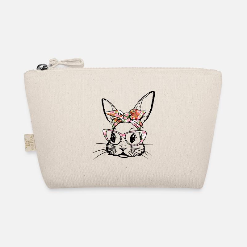 Easter bunny with floral pattern headband Easter Organic Pouch