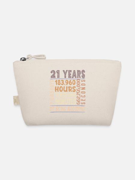 21 Jahre alt! Geburtstagsgeschenk 21. Geburtstag - Bio-Täschchen - Natur - Vorne
