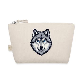 Blau äugiger Wolf Kopf - Bio-Täschchen - Natur - Vorne