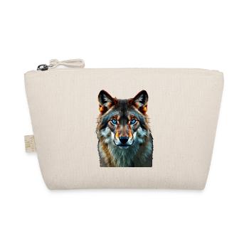 The Sapphire Gaze: Intense Portrait of a Wolf - Organic Pouch - nature - Front