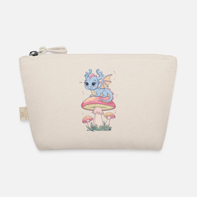 Whimsian Escape Dragon on Mushroom Organic Pouch