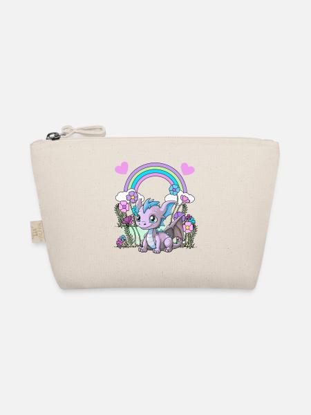 Drache Drachen Kinder Kind Regenbogen - Bio-Täschchen - Natur