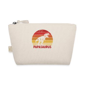 Papasaurus Papa Retro T-Rex Father's Day Gift - Organic Pouch - nature - Front