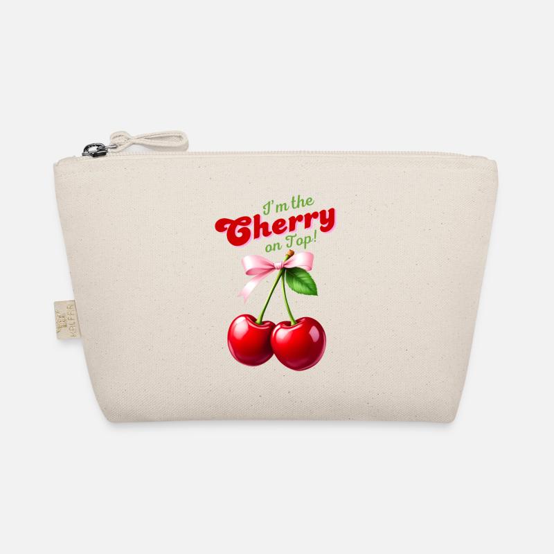 I'm the Cherry on Top - Kirschen mit rosa Schleife - Bio-Täschchen - Natur