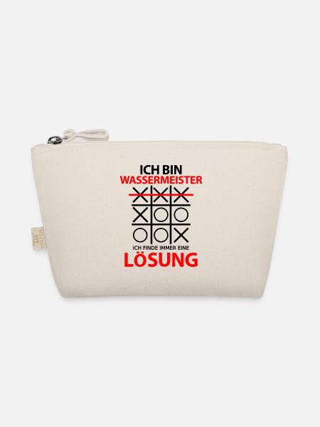 Wassermeister Spruch Lustig immer Lösung - Bio-Täschchen - Natur - Vorne