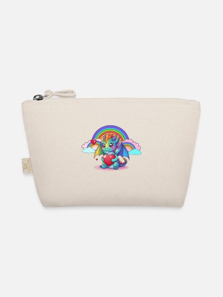 Drache Drachen Regenbogen Kinder Kind - Bio-Täschchen - Natur