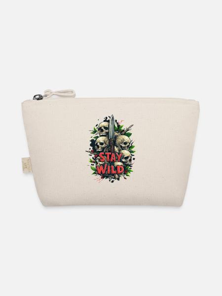Stay Wild Knife Knife Life Motto - Organic Pouch - nature - Front