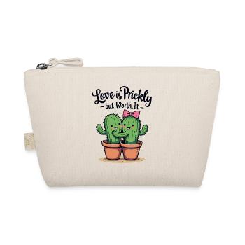Love is Prickly – Süße Kaktus-Liebe für Paare - Bio-Täschchen - Natur - Vorne