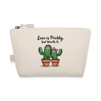 Love is Prickly – Süße Kaktus-Liebe für Paare - Bio-Täschchen - Natur - Vorne