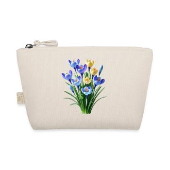 blau gelbe Krokus Blüten Frühling Blume floral - Bio-Täschchen - Natur - Vorne