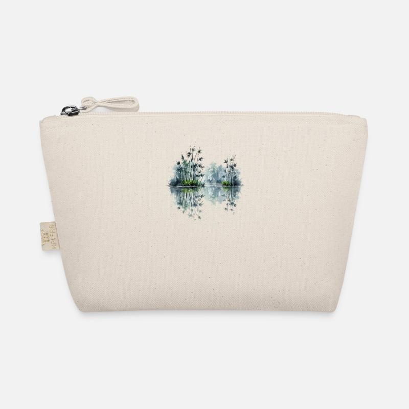 Watercolor Bamboo Reflection Pond Organic Pouch
