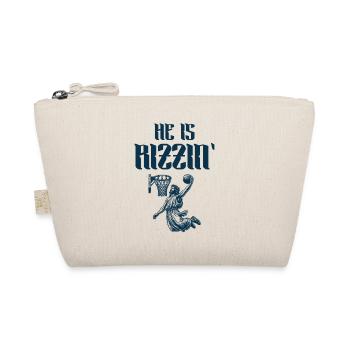 He Is Rizzin' Funny Basketball Retro Christian - Organic Pouch - nature - Front
