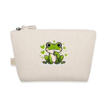 Niedlicher Frosch Mit Herzmotiven Und Verspieltem - Bio-Täschchen - Natur - Vorne