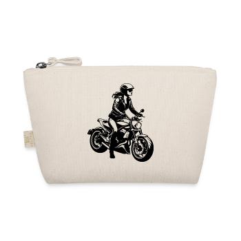 Biker Girl - Motorbike Design - Organic Pouch - nature - Front