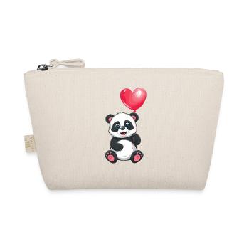 Cute panda with heart balloon design for - Organic Pouch - nature - Front