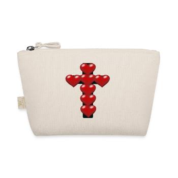 Herz Herzen Kreuz Kreuze Kruzifix - Bio-Täschchen - Natur - Vorne