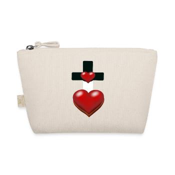 Cross Crosses Heart Hearts - Organic Pouch - nature - Front