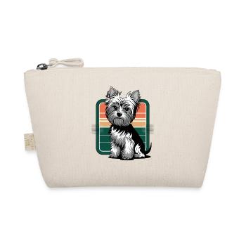 Cute Yorkshire Terrier Against Retro Background - Organic Pouch - nature - Front