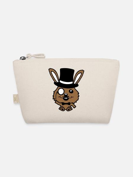 Sir Hase Monokel Brille Bart Zylinder Hut Mr. Herr - Bio-Täschchen - Natur - Vorne