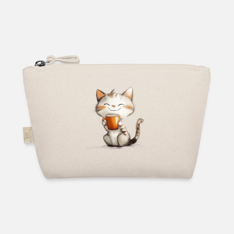 Glückliche Katze mit Kaffee Bio-Täschchen